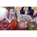 Six glass paperweights