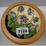 A framed Moorcroft Violets dish