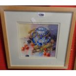 Shirley Harrell: a framed watercolour entitled "Ginger Jar with Fruit and Nuts"
