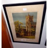 C. Daubney: a framed coloured aquatint depicting a view of Lincoln central tower