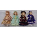 Four 20th Century costume dolls