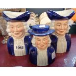 Two Quaker Oats promotional character jugs and matching caster - by Wood & Son