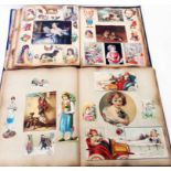 A late Victorian scrap album containing a collection of clip art - sold with another with similar