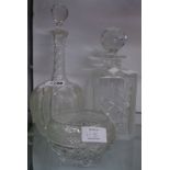 Two decanters and a glass bowl