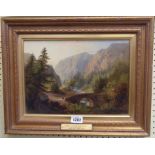 A gilt framed and slipped oil on canvas entitled "Pass of Aberglaslyn" (Snowdon, North Wales) -