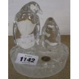 A Royal Crystal Rock (Italy) moulded glass penguin group