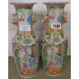 A pair of 19th Century Canton famille rose vases - a/f