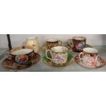 Five cabinet cups and saucers including Crown Staffordshire, Spode, Noritake, etc., and a Royal