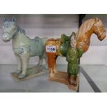 Two Chinese pottery Tang style horses