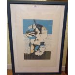 David Lublinski: a framed limited edition coloured print "Maid in England" - signed and numbered 3/