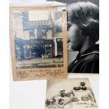 Three vintage black and white photographs comprising 130 Union Street, Torquay, Torquay Pottery ware