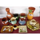 Twelve pieces of Torquay and other pottery including novelty ashtray, etc.