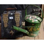 A tin coal box and a painted watering can