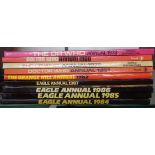 Four Tom Baker period Dr Who annuals - sold with four 1980`s Eagle annuals and 1982 Grange Hill