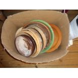 A box of turned wood bowls - various condition