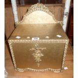 A 14" vintage Aisonea fall-front storage box with ornate gilt finish