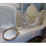 A modern French style ornate painted and parcel gilt framed triple dressing table mirror - sold with