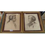 A pair of gilt framed portrait etchings comprising Richard Wagner and Haydn - both indistinctly