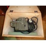 An old Paillard Bolex cine projector in wooden box