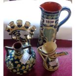 Four pieces of Aller Vale blue Scandy pattern pottery