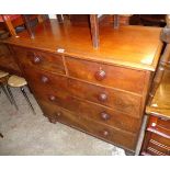 A 3' 6" Victorian mahogany chest of two short and three long graduated drawers, set on raised turned