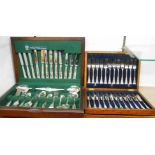 A polished wood canteen of Arthur Price silver plated Kings pattern cutlery - sold with an oak cased