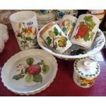 Five pieces of Portmeirion Botanic Garden pottery including fruit bowl and two Pomona