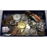A box containing various collectables including HMS Antrim, WVS, and British Legion Women's Section,