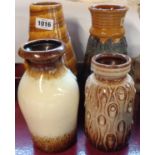 Four West German pottery vases