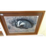 Ian Nathan: a framed limited edition coloured print entitled Shy Badger - signed in pencil and