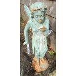 A cast iron standing garden angel