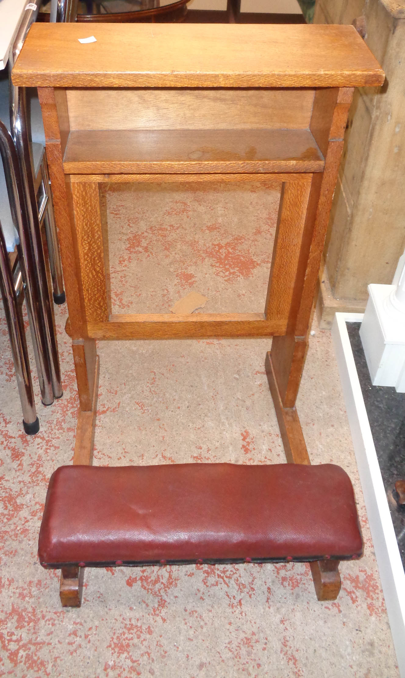Two pairs of 20th Century oak and mixed wood prie dieu desk/kneelers - sold with another