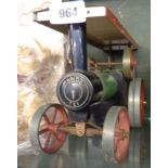 A vintage Mamod TE1 traction engine in original box with steering column and drive belt