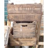 Three branded wooden crates - various condition