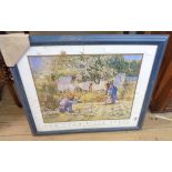 A framed Van Gogh "First Steps" print - poor condition