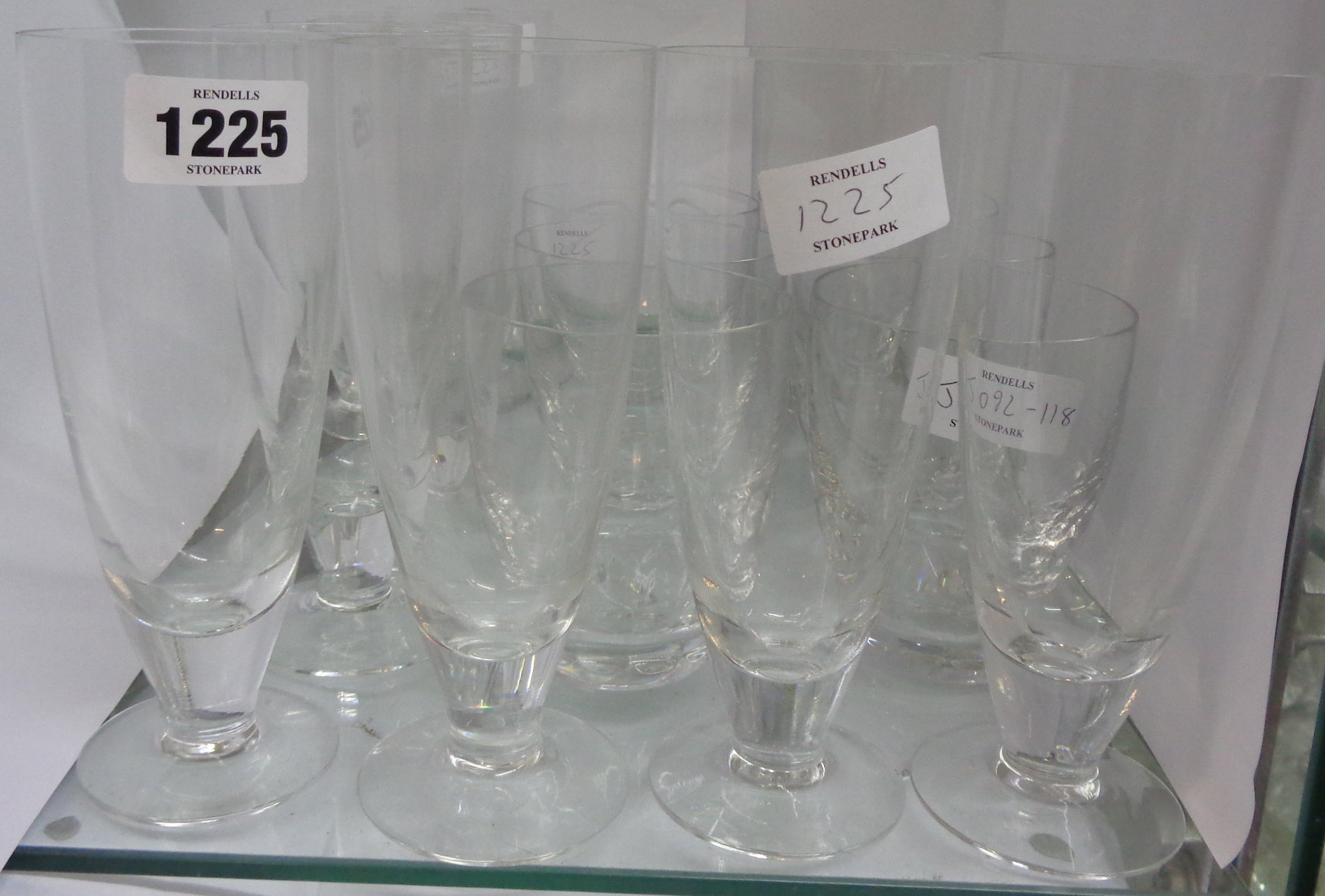 A set of eight Dartington crystal tall glasses - sold with a set of six tumblers