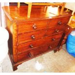 A 3' 8" early 19th Century mahogany chest with canted and strung corners, two short and three long
