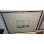 S. Owen: a framed watercolour depicting a three masted and other vessels - inventory stamp on