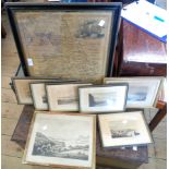 A framed 1849 map print of England and Wales - sold with various framed local interest prints -