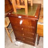 A 20" Brights of Nettlebed reproduction mahogany two drawer filing cabinet with green leather