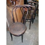 Four similar antique bentwood chairs with machine pressed decoration to seat panels - various