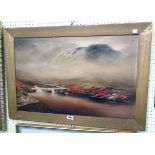 J. Baragwanath King: a gilt framed gouache entitled A Salmon Pool, Lochaber - signed and bearing