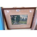C. J. Kelsy: a gilt framed oil painting under glass of a river landscape entitled to the reverse "