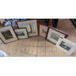 Various framed bookplates including Diving bell used for the Thames tunnel, also a photograph of The