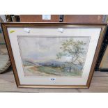 Fred Davis Taylor: a framed watercolour depicting a landscape in the Malvern Hills - information