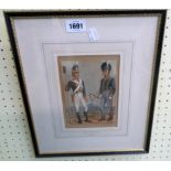 Richard Simkin: a Hogarth framed watercolour, depicting a Royal Artillery gunner and driver -