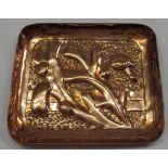 A small Newlyn copper pin tray with repousse seaweed decoration