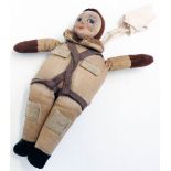 A 1940's Norah Wellings Harry the Hawk pilot doll for the RAF Comforts Fund - no goggles