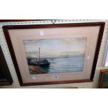 William Carlaw: a gilt framed watercolour, depicting fishermen hauling nets ashore - signed and with
