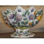 A late 19th Century French Le Nove floral pedestal Monteith bowl - a/f